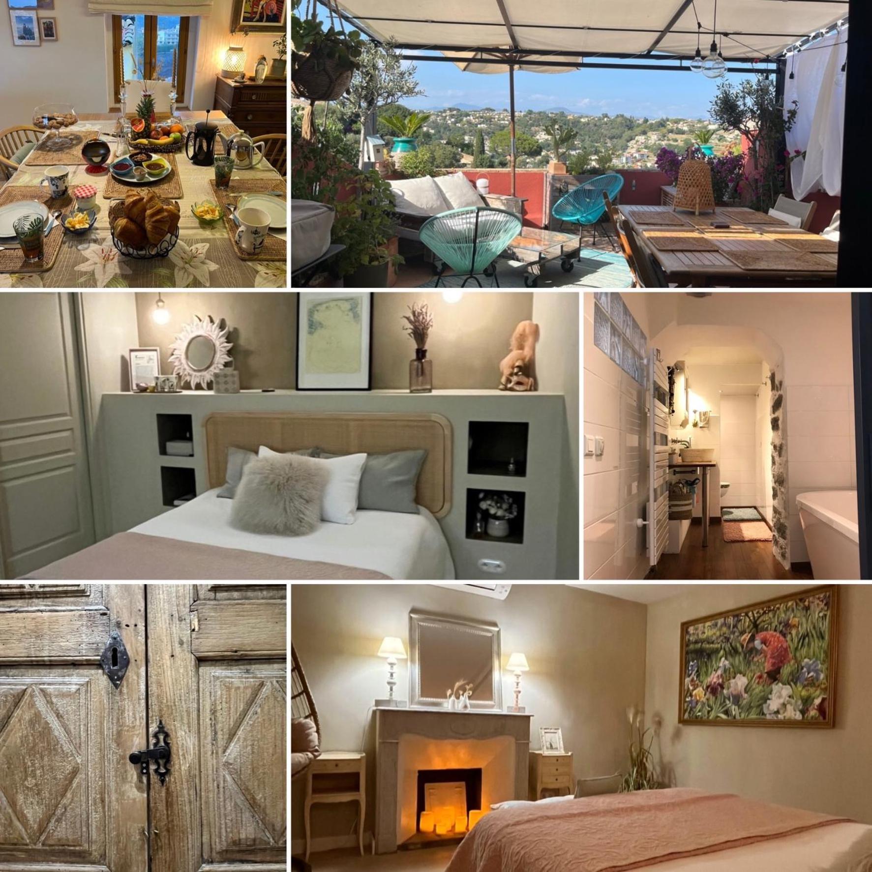Апартаменты Bed & Breakfast Les Hauts De Cagnes Vue Mer Et Montagne Экстерьер фото